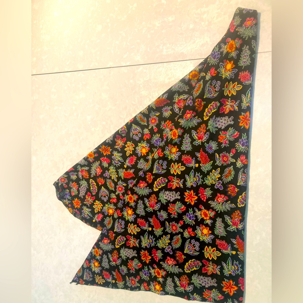 Vibrant floral blend shawl with rounded bottom